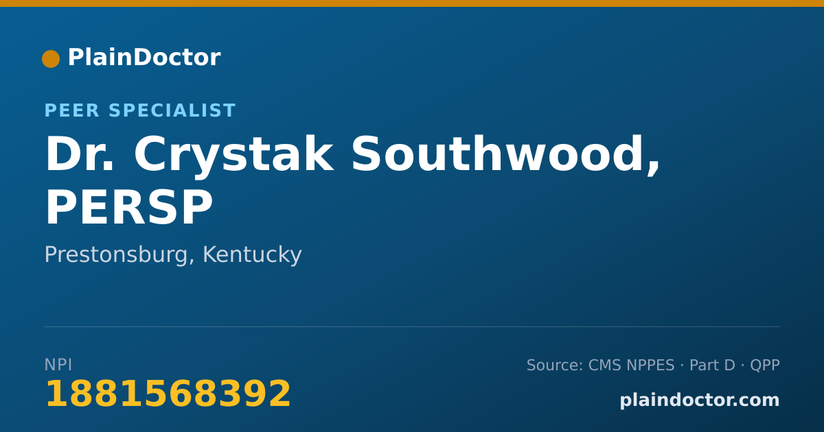 Shareable card for Crystak Southwood, PERSP - Peer Specialist, Prestonsburg, KY