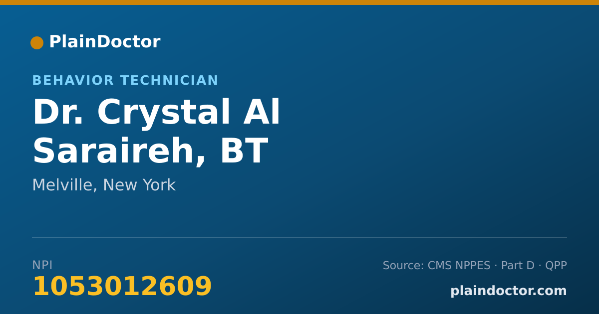 Shareable card for Crystal Al Saraireh, BT - Behavior Technician, Melville, NY