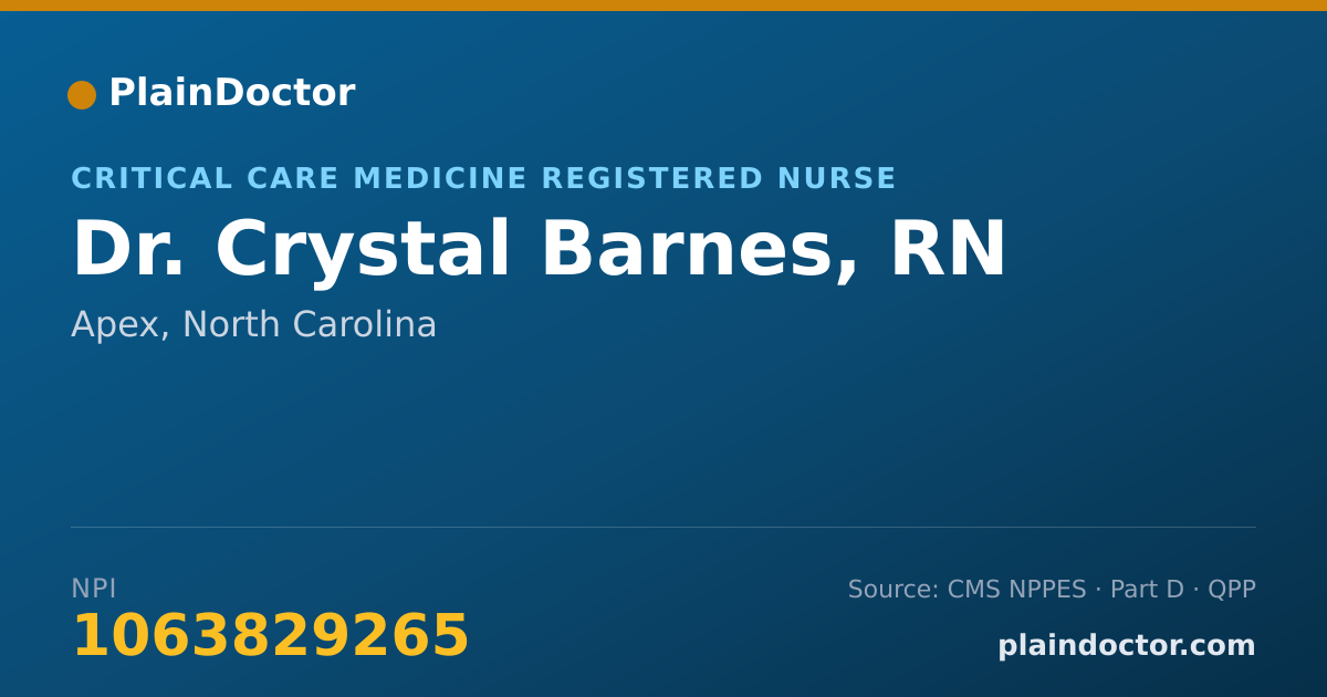 Shareable card for Crystal Barnes, RN - Critical Care Medicine Registered Nurse, Apex, NC