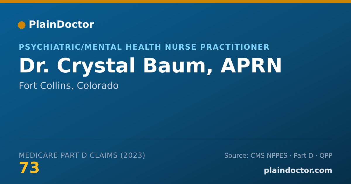 Shareable card for Crystal Baum, APRN - Psychiatric/Mental Health Nurse Practitioner, Fort Collins, CO