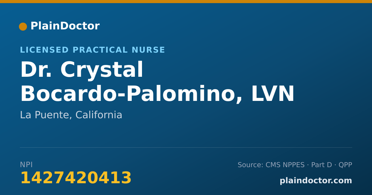 Shareable card for Crystal Bocardo-Palomino, LVN - Licensed Practical Nurse, La Puente, CA