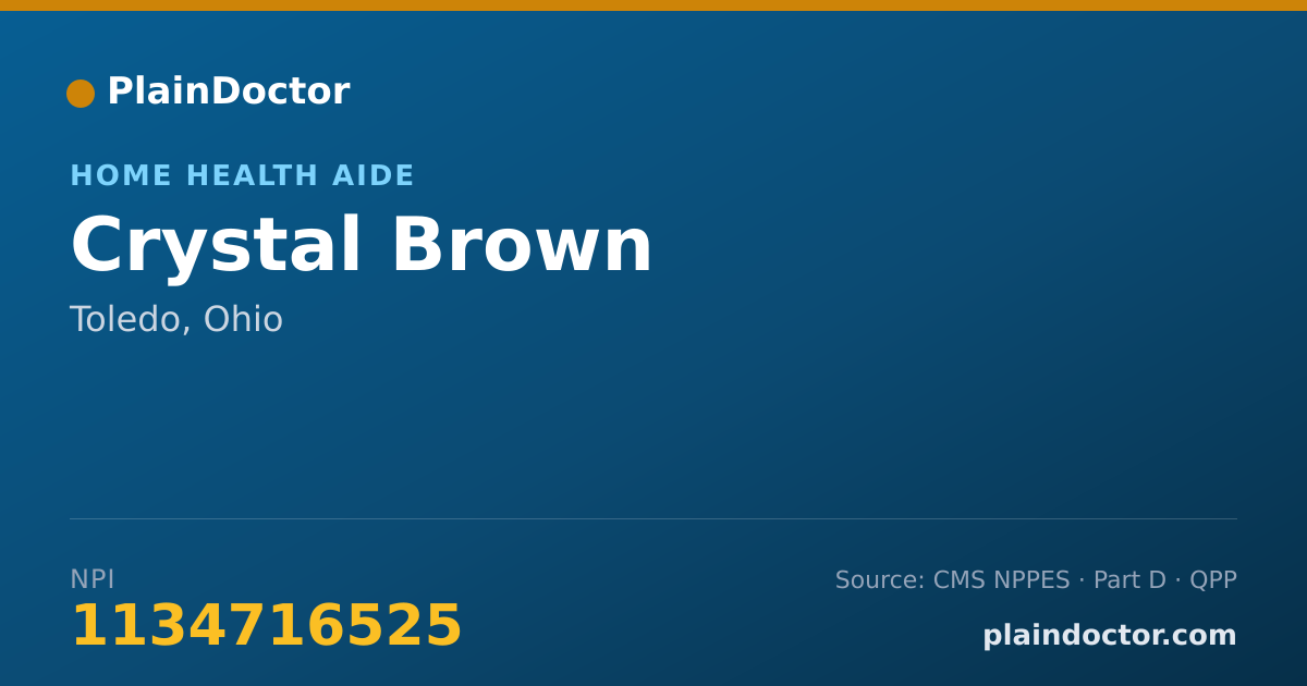 Shareable card for Crystal Brown - Home Health Aide, Toledo, OH