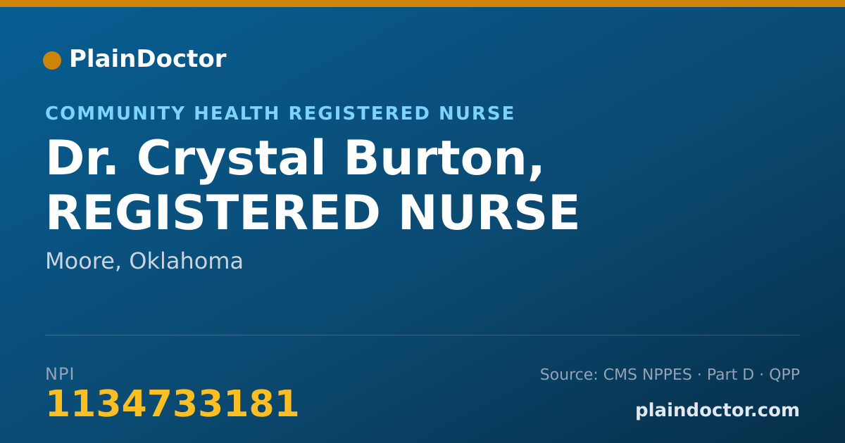 Shareable card for Crystal Burton, REGISTERED NURSE - Community Health Registered Nurse, Moore, OK