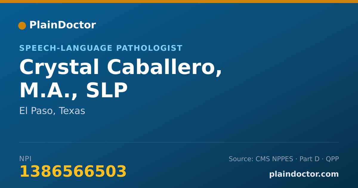 Shareable card for Crystal Caballero, M.A., SLP - Speech-Language Pathologist, El Paso, TX