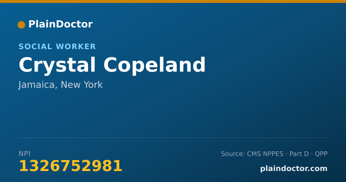 Shareable card for Crystal Copeland - Social Worker, Jamaica, NY
