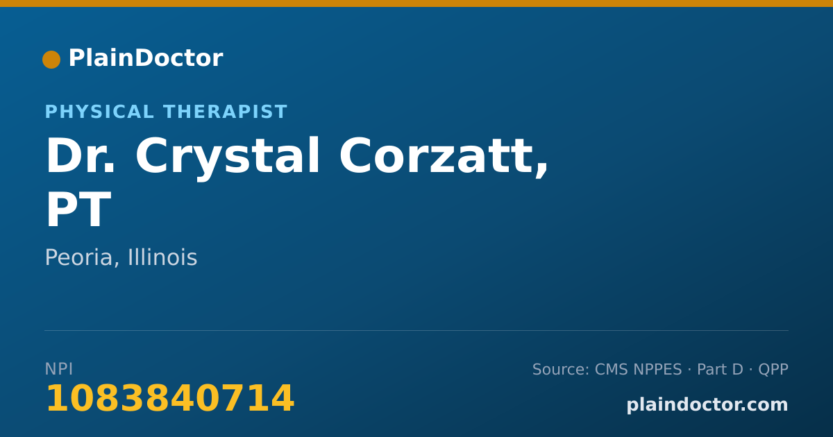 Shareable card for Crystal Corzatt, PT - Physical Therapist, Peoria, IL