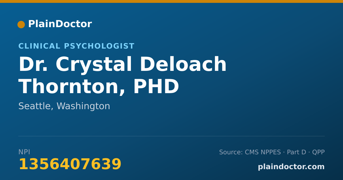 Shareable card for Crystal Deloach Thornton, PHD - Clinical Psychologist, Seattle, WA