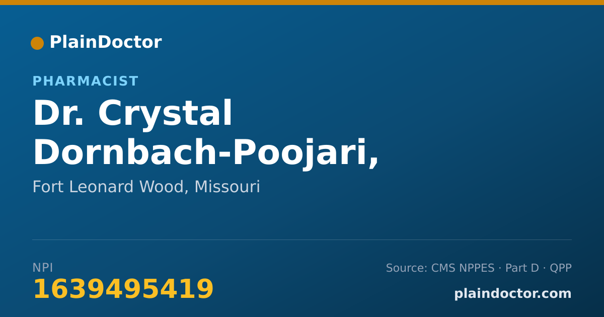 Shareable card for Crystal Dornbach-Poojari, PHARM. D. - Pharmacist, Fort Leonard Wood, MO