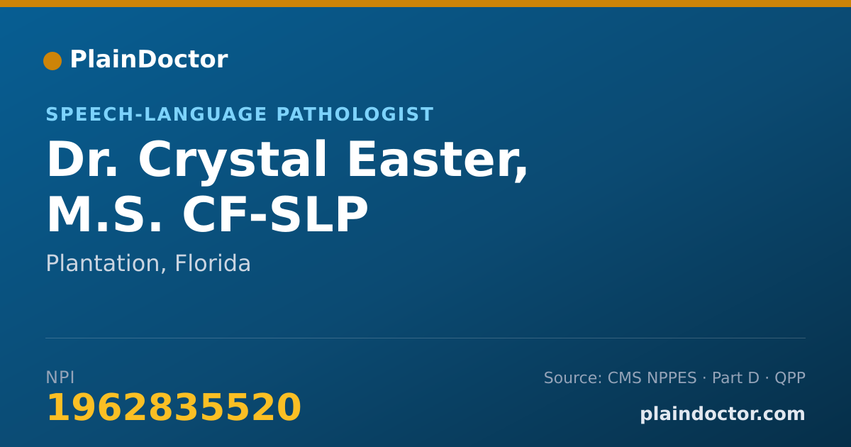 Shareable card for Crystal Easter, M.S. CF-SLP - Speech-Language Pathologist, Plantation, FL