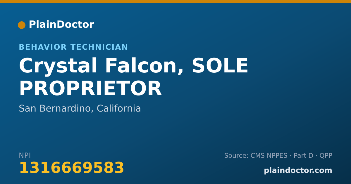 Shareable card for Crystal Falcon, SOLE PROPRIETOR - Behavior Technician, San Bernardino, CA