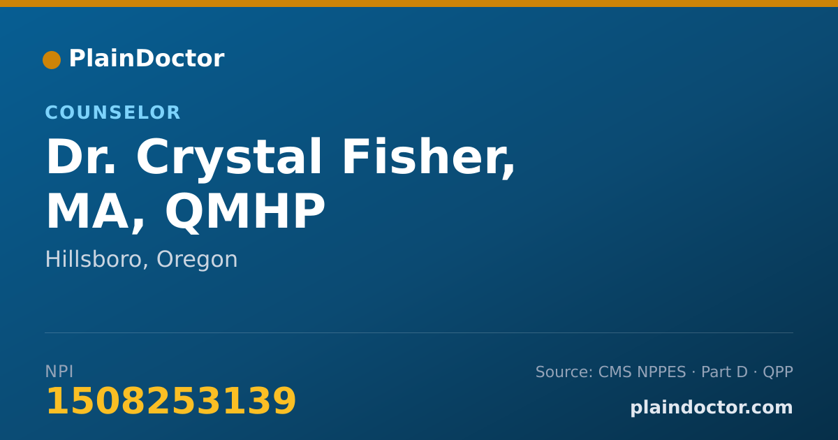 Shareable card for Crystal Fisher, MA, QMHP - Counselor, Hillsboro, OR