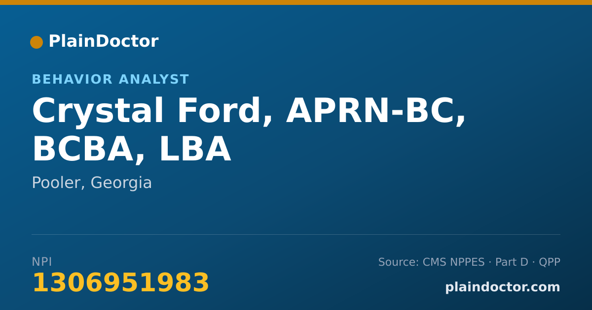 Shareable card for Crystal Ford, APRN-BC, BCBA, LBA - Behavior Analyst, Pooler, GA