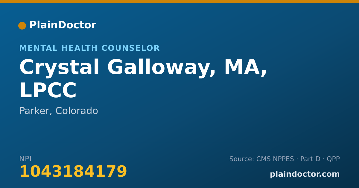 Shareable card for Crystal Galloway, MA, LPCC - Mental Health Counselor, Parker, CO