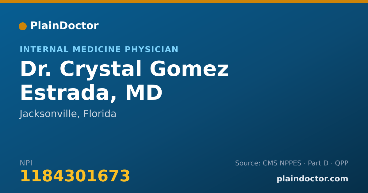Shareable card for Crystal Gomez Estrada, MD - Internal Medicine Physician, Jacksonville, FL