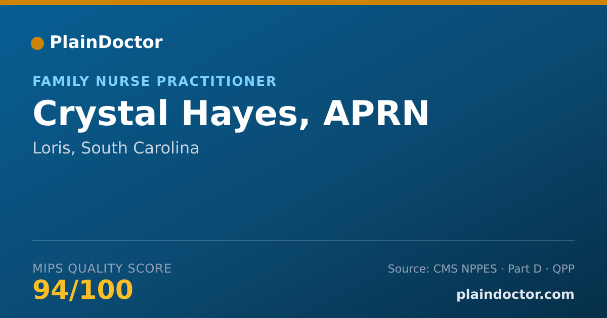 Shareable card for Crystal Hayes, APRN - Family Nurse Practitioner, Loris, SC