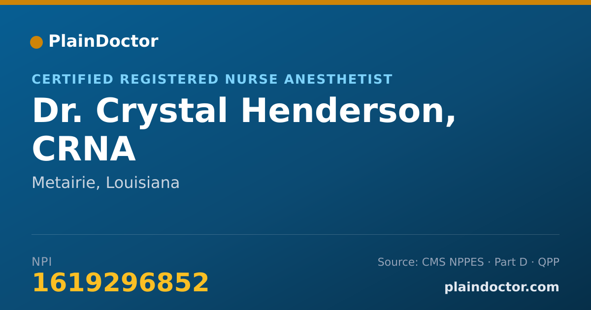 Shareable card for Crystal Henderson, CRNA - Certified Registered Nurse Anesthetist, Metairie, LA