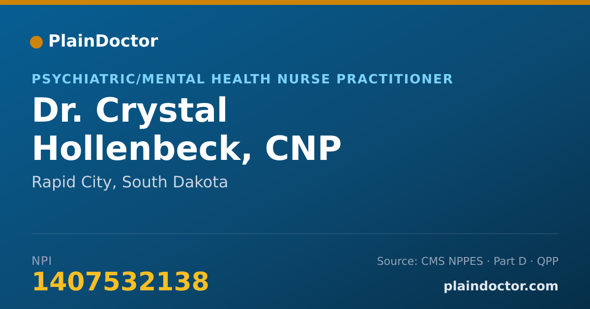 Shareable card for Crystal Hollenbeck, CNP - Psychiatric/Mental Health Nurse Practitioner, Rapid City, SD