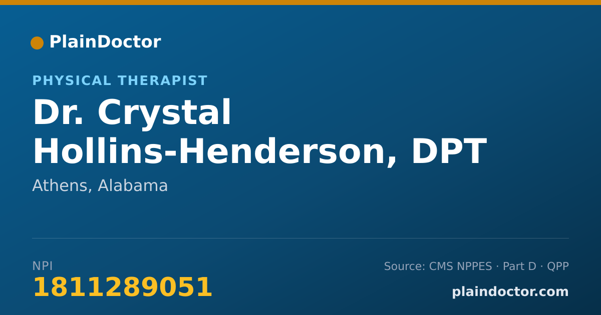 Shareable card for Crystal Hollins-Henderson, DPT - Physical Therapist, Athens, AL