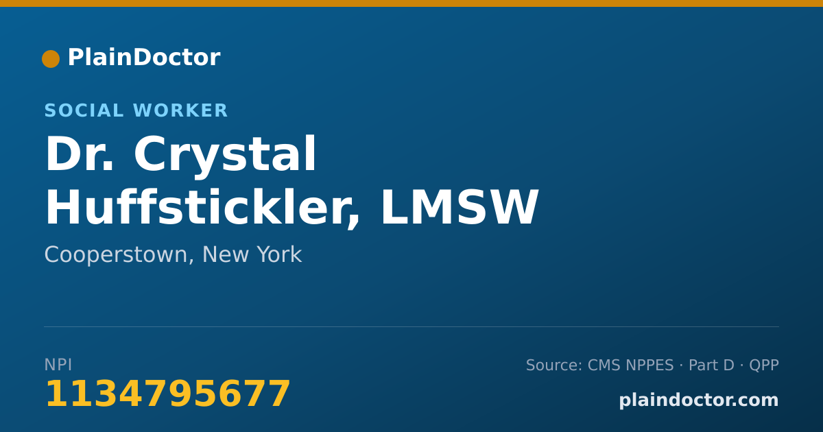 Shareable card for Crystal Huffstickler, LMSW - Social Worker, Cooperstown, NY