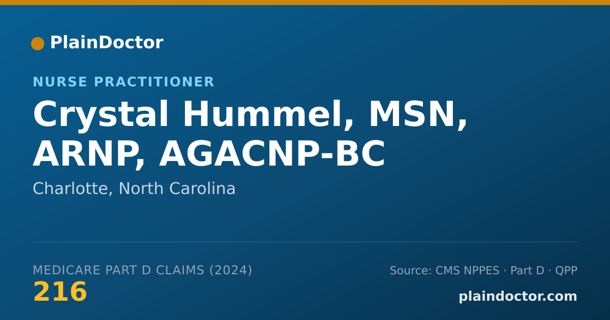 Shareable card for Crystal Hummel, MSN, ARNP, AGACNP-BC - Nurse Practitioner, Charlotte, NC