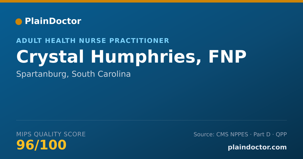 Shareable card for Crystal Humphries, FNP - Adult Health Nurse Practitioner, Spartanburg, SC