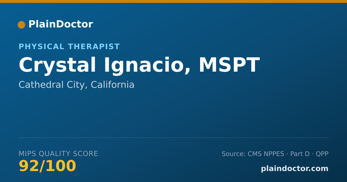 Shareable card for Crystal Ignacio, MSPT - Physical Therapist, Cathedral City, CA