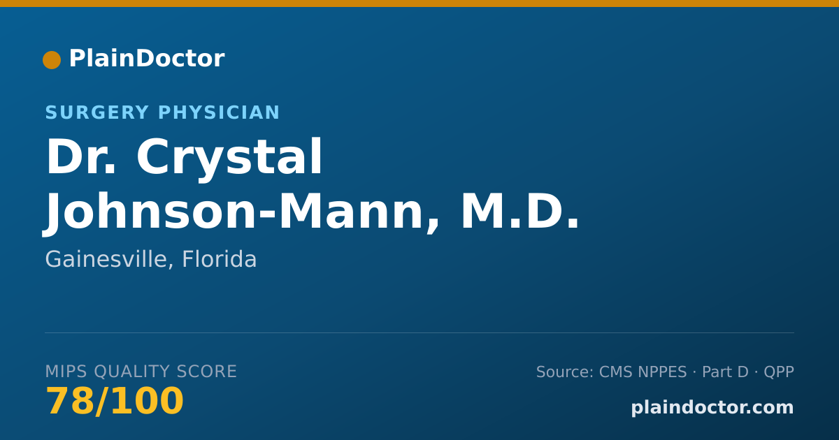 Shareable card for Crystal Johnson-Mann, M.D. - Surgery Physician, Gainesville, FL
