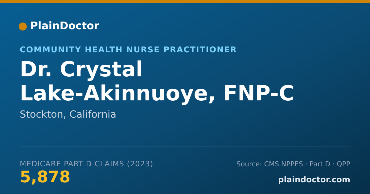Shareable card for Crystal Lake-Akinnuoye, FNP-C - Community Health Nurse Practitioner, Stockton, CA