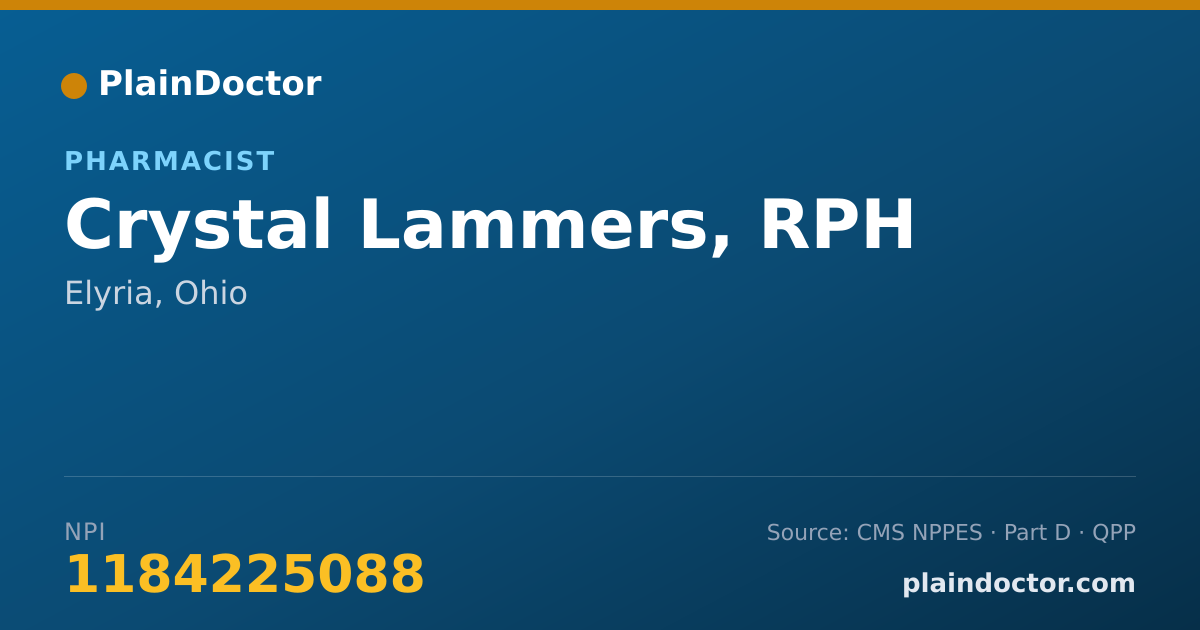 Shareable card for Crystal Lammers, RPH - Pharmacist, Elyria, OH