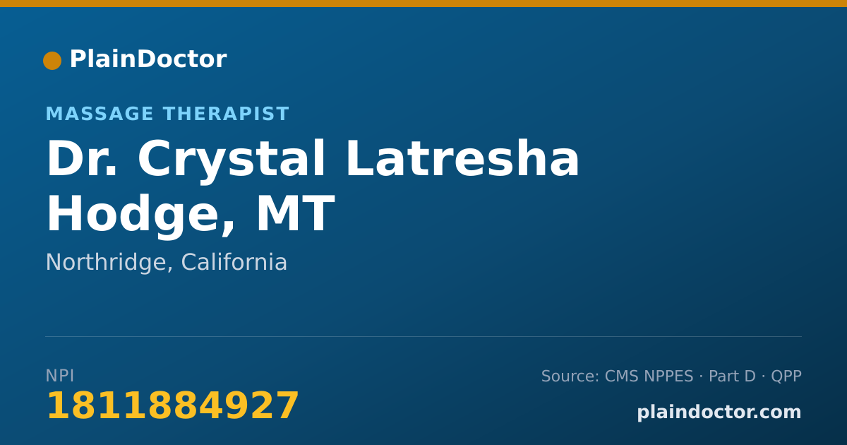 Shareable card for Crystal Latresha Hodge, MT - Massage Therapist, Northridge, CA