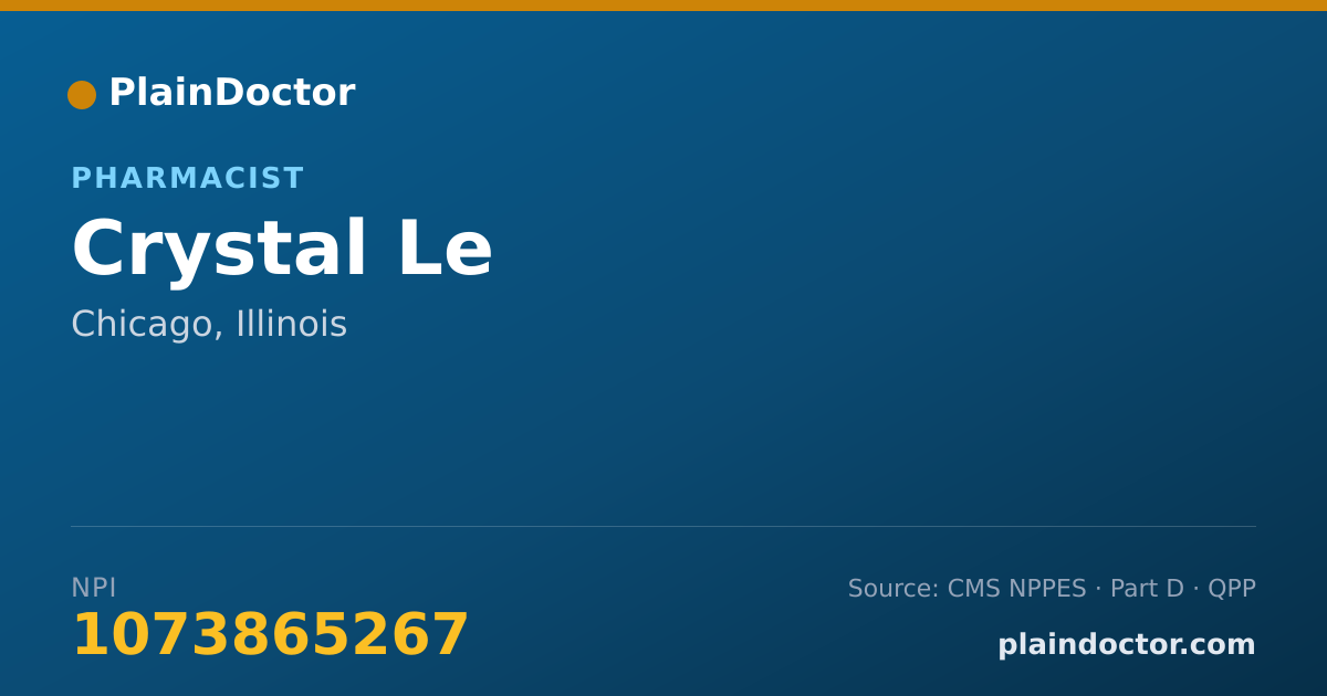 Shareable card for Crystal Le - Pharmacist, Chicago, IL
