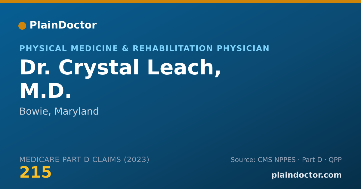Shareable card for Crystal Leach, M.D. - Physical Medicine & Rehabilitation Physician, Bowie, MD