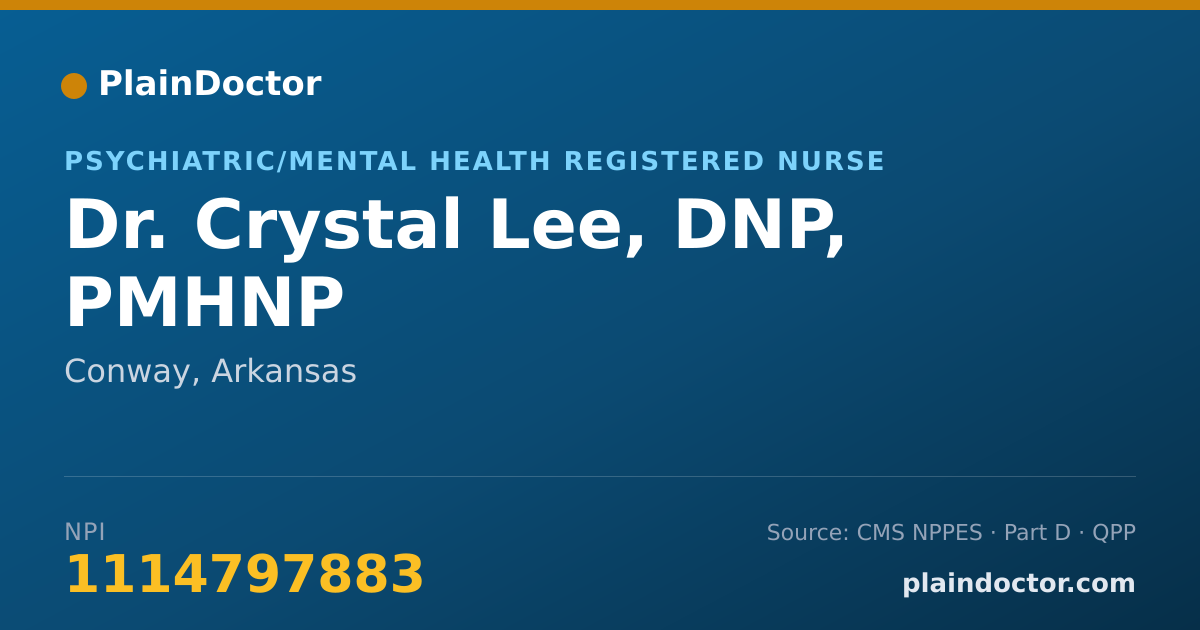 Shareable card for Crystal Lee, DNP, PMHNP - Psychiatric/Mental Health Registered Nurse, Conway, AR