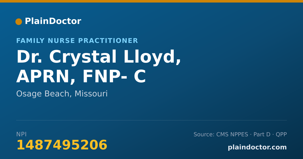 Shareable card for Crystal Lloyd, APRN, FNP- C - Family Nurse Practitioner, Osage Beach, MO
