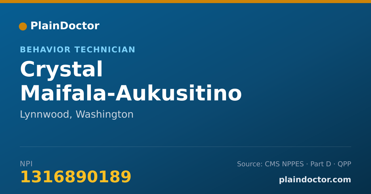 Shareable card for Crystal Maifala-Aukusitino - Behavior Technician, Lynnwood, WA