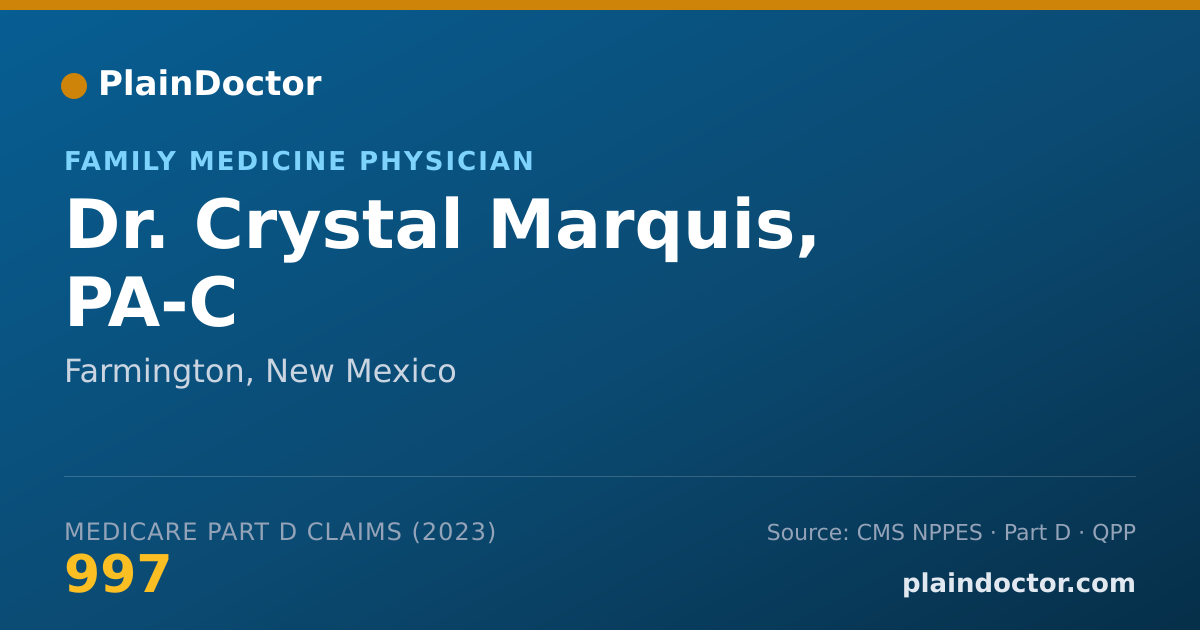 Shareable card for Crystal Marquis, PA-C - Family Medicine Physician, Farmington, NM