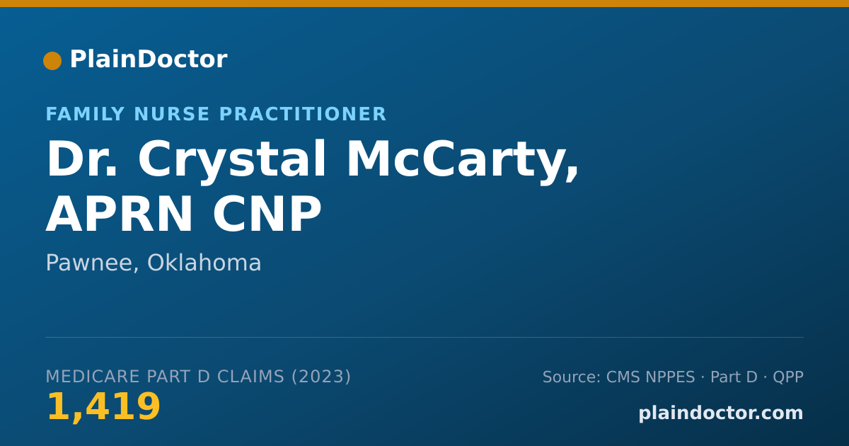 Shareable card for Crystal McCarty, APRN CNP - Family Nurse Practitioner, Pawnee, OK