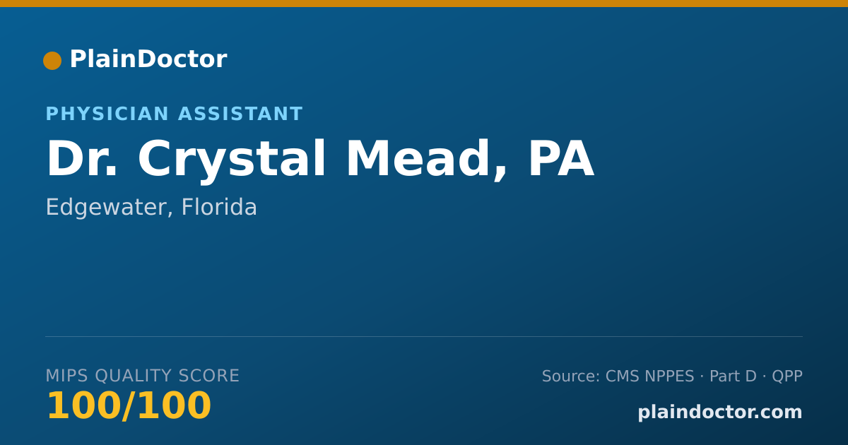 Shareable card for Crystal Mead, PA - Physician Assistant, Edgewater, FL