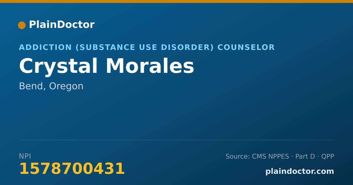 Shareable card for Crystal Morales - Addiction (Substance Use Disorder) Counselor, Bend, OR