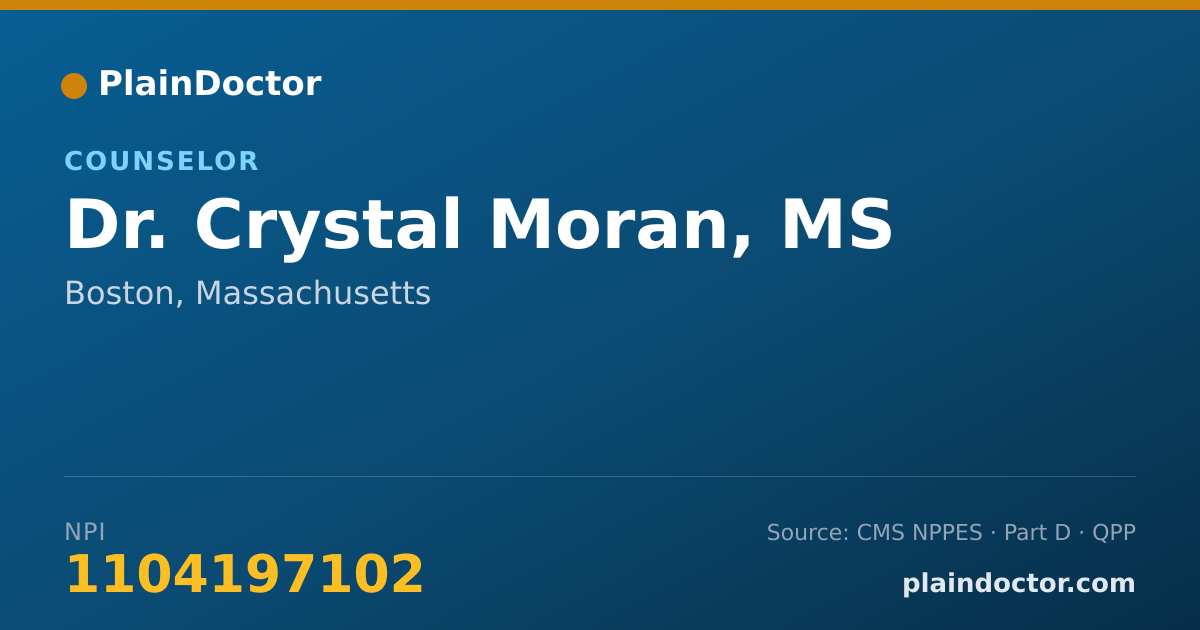 Shareable card for Crystal Moran, MS - Counselor, Boston, MA