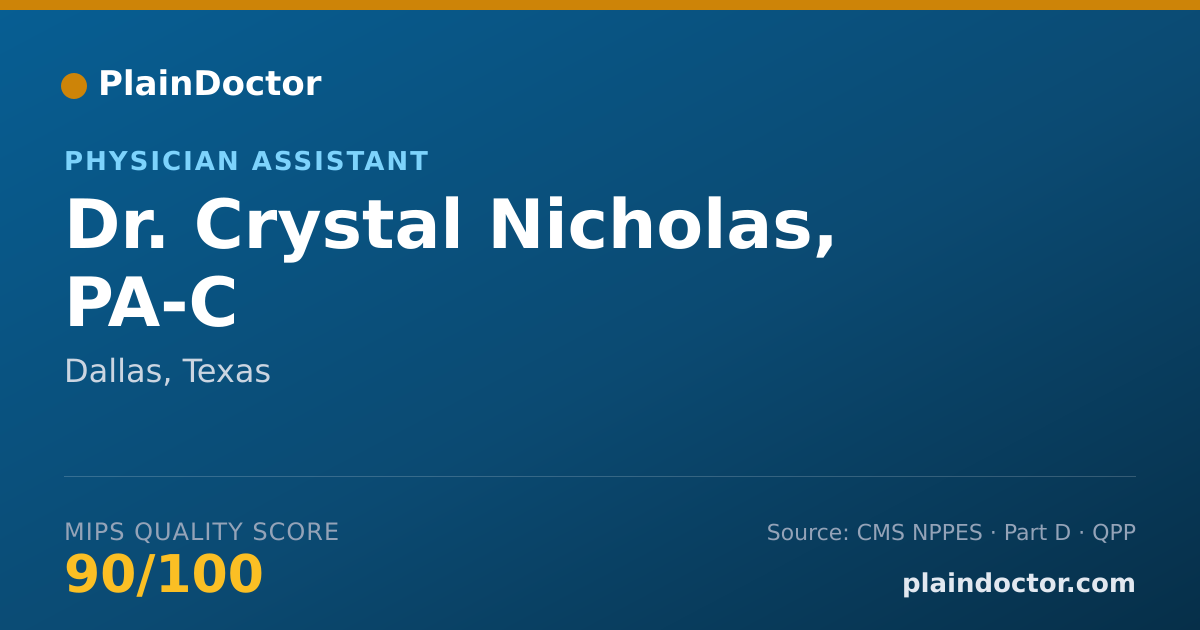 Shareable card for Crystal Nicholas, PA-C - Physician Assistant, Dallas, TX