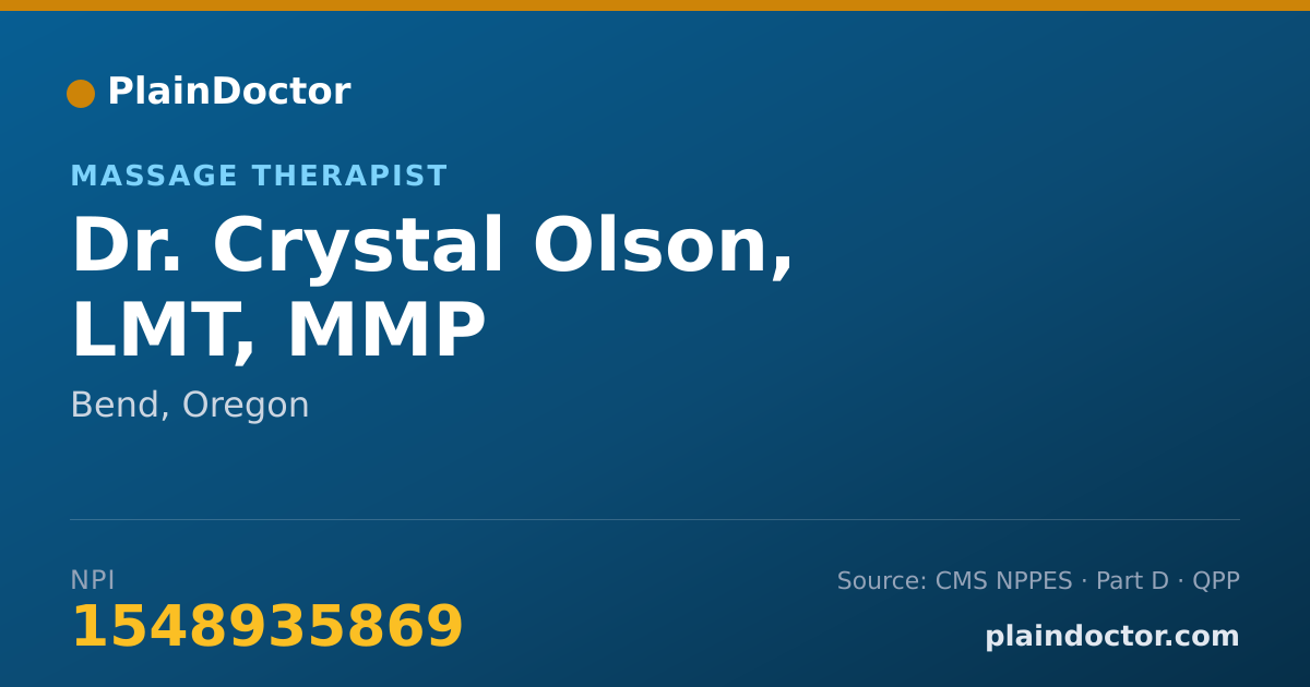 Shareable card for Crystal Olson, LMT, MMP - Massage Therapist, Bend, OR