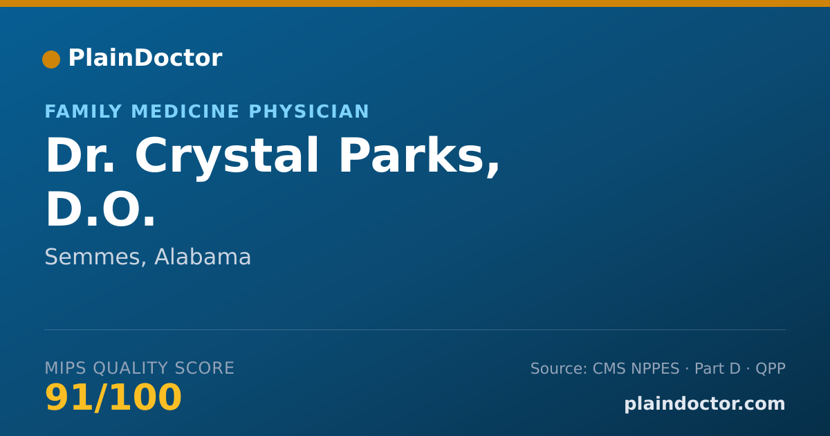 Shareable card for Crystal Parks, D.O. - Family Medicine Physician, Semmes, AL