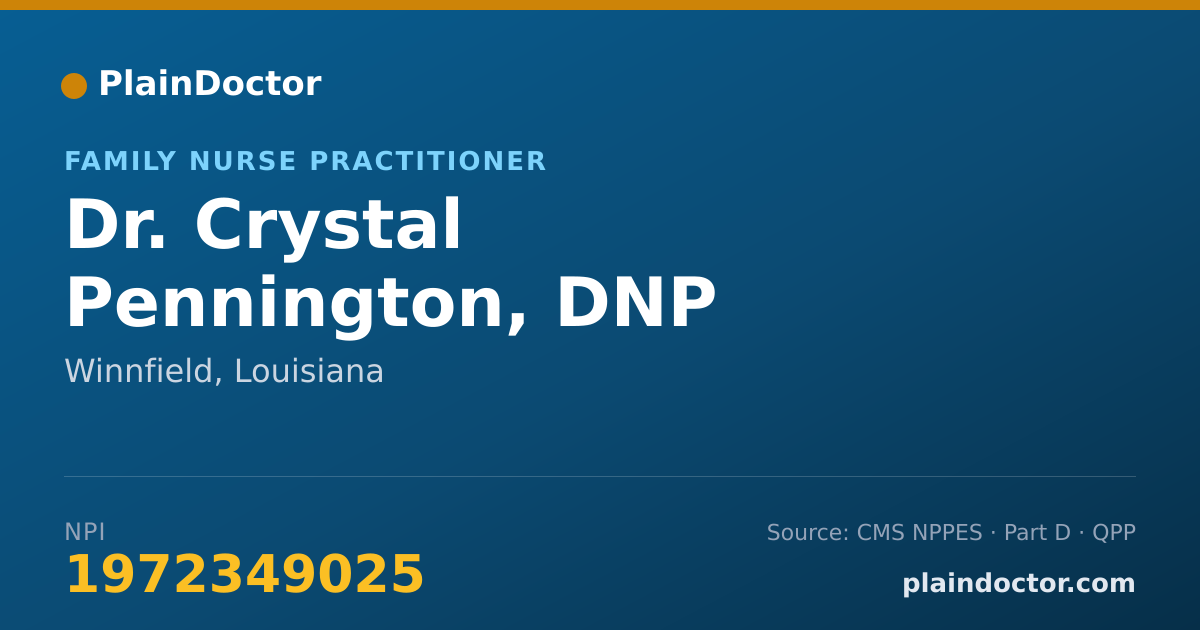 Shareable card for Crystal Pennington, DNP - Family Nurse Practitioner, Winnfield, LA