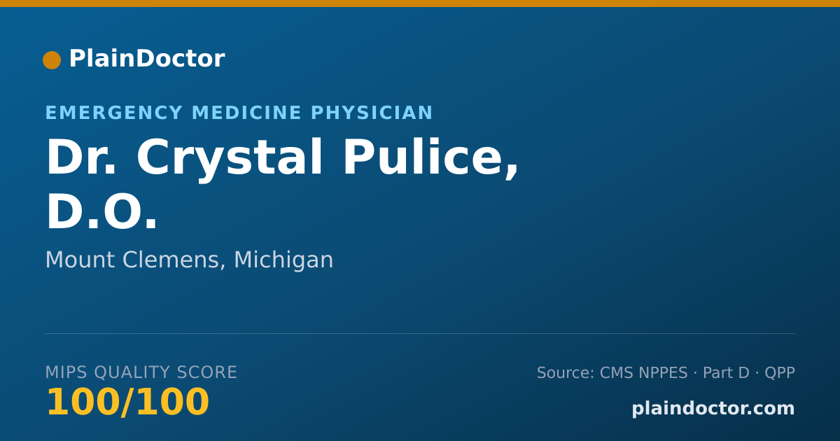 Shareable card for Crystal Pulice, D.O. - Emergency Medicine Physician, Mount Clemens, MI