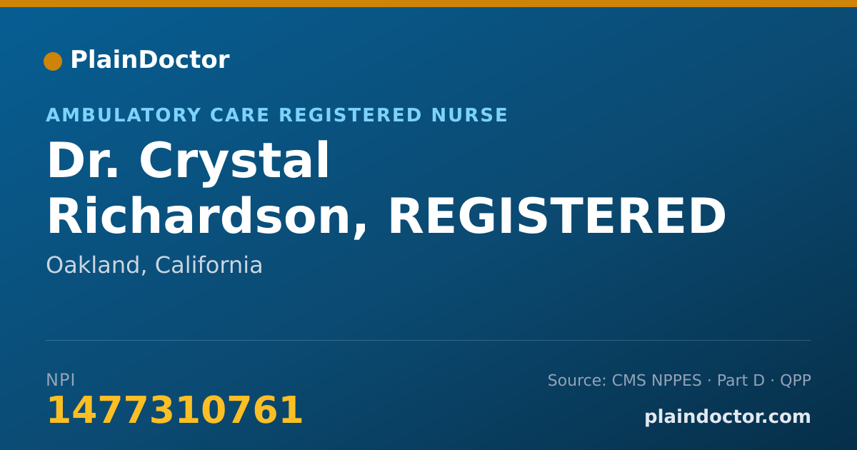 Shareable card for Crystal Richardson, REGISTERED NURSE - Ambulatory Care Registered Nurse, Oakland, CA