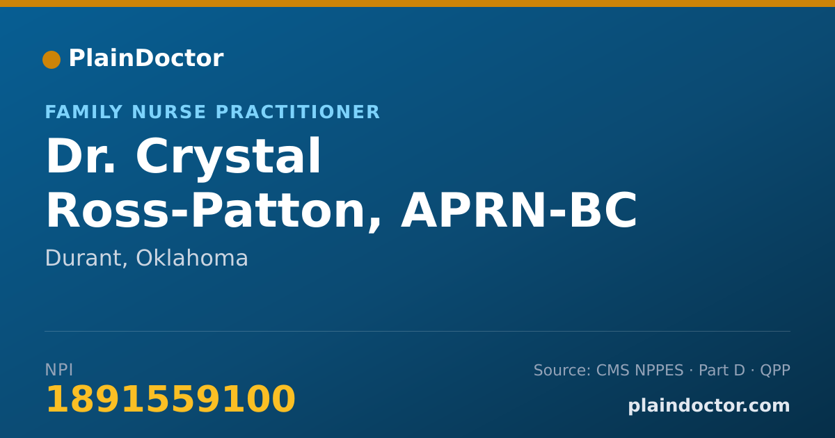 Shareable card for Crystal Ross-Patton, APRN-BC - Family Nurse Practitioner, Durant, OK