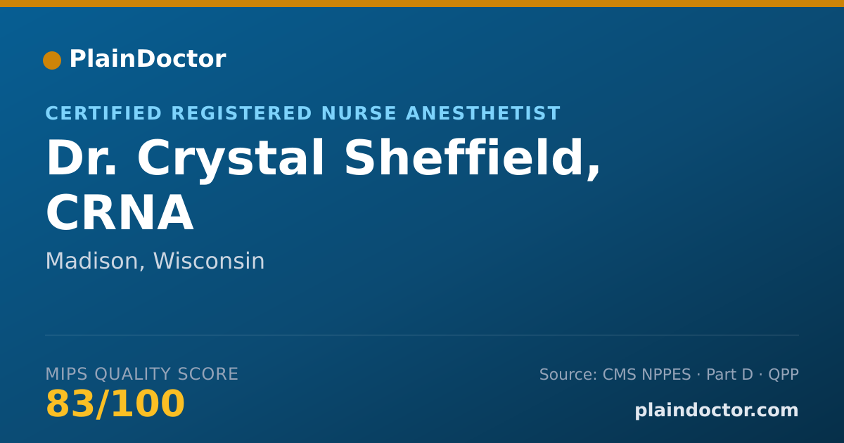 Shareable card for Crystal Sheffield, CRNA - Certified Registered Nurse Anesthetist, Madison, WI