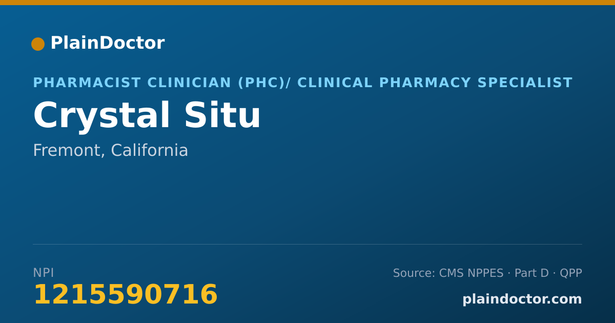 Shareable card for Crystal Situ - Pharmacist Clinician (PhC)/ Clinical Pharmacy Specialist, Fremont, CA