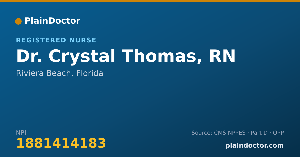 Shareable card for Crystal Thomas, RN - Registered Nurse, Riviera Beach, FL